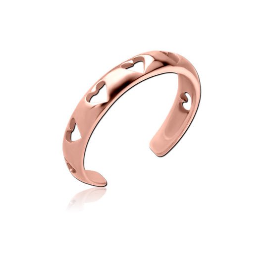 Hollow Hearts Rose Gold Stainless Steel Toe Ring