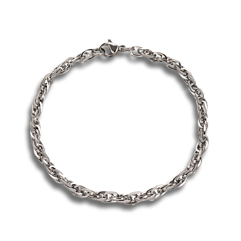 Rope Chain Silver Stainless Steel Bracelet