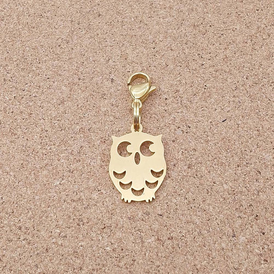 Owl Golden Stainless Steel Clip-on Charm