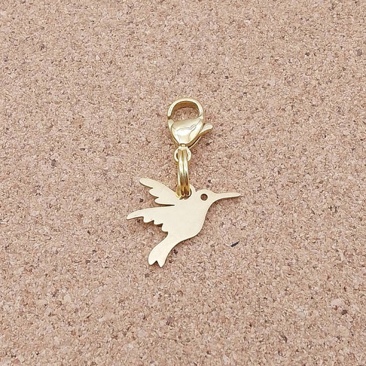 Hummingbird Golden Stainless Steel Clip-on Charm