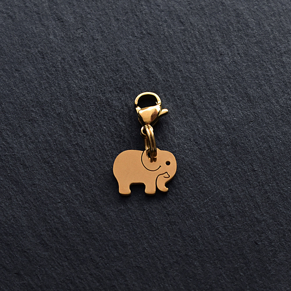 Elephant Golden Stainless Steel Clip-on Charm