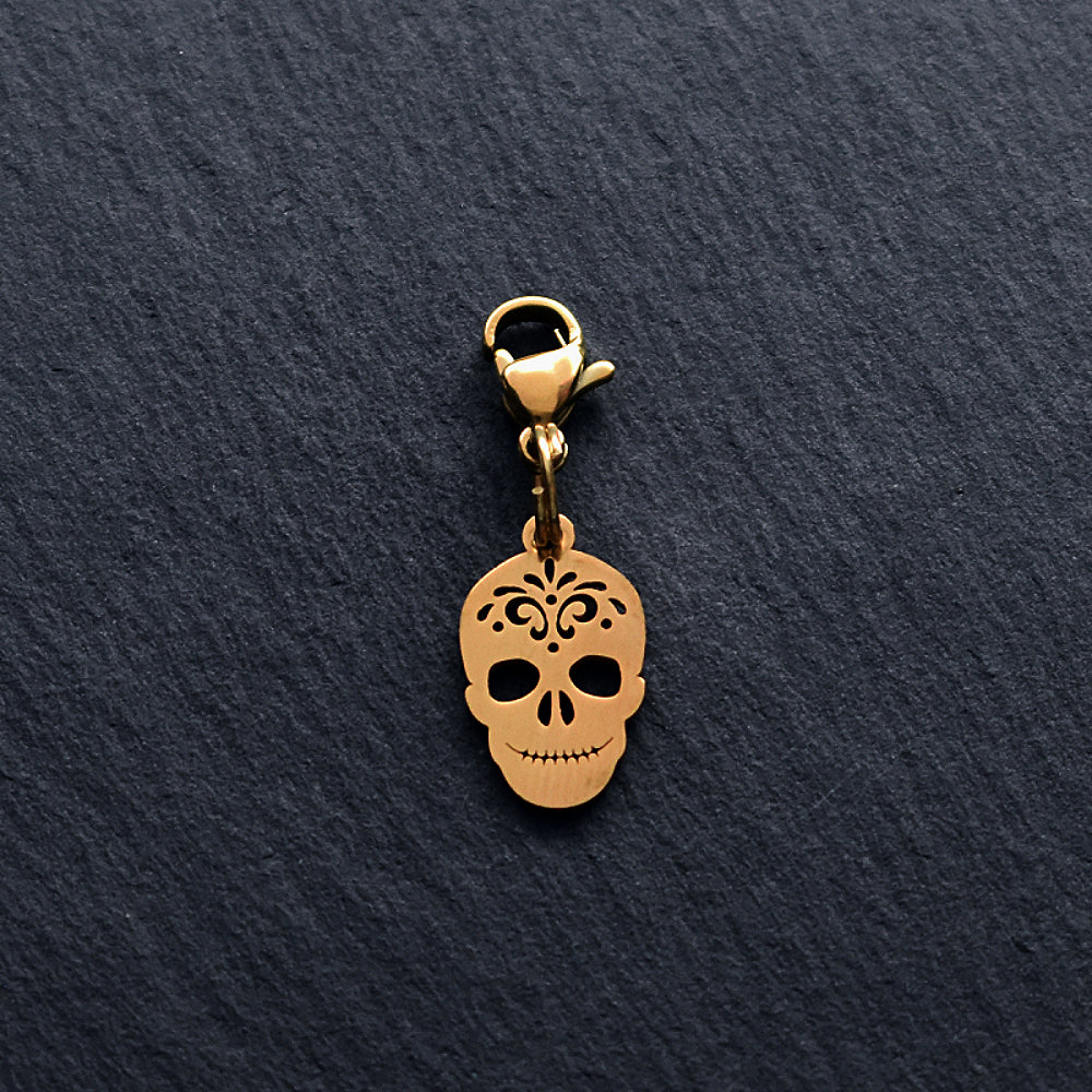 Skull Golden Stainless Steel Clip-on Charm