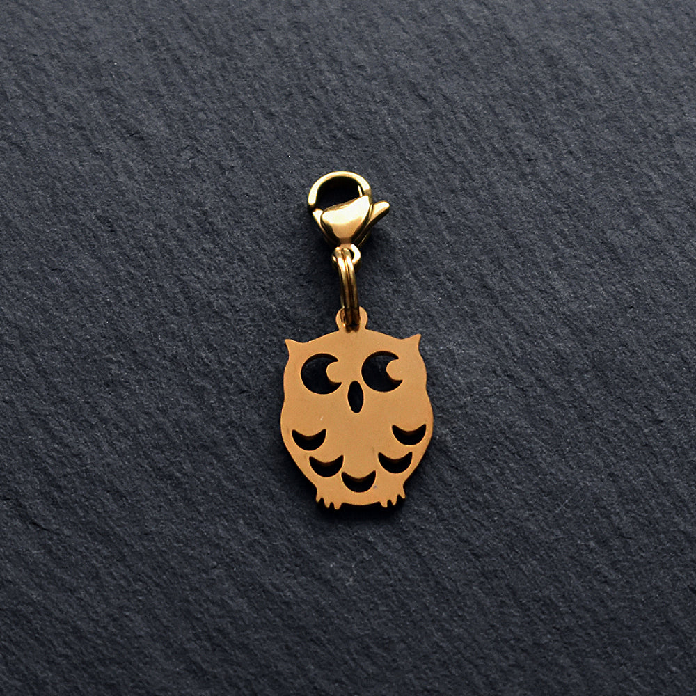 Owl Golden Stainless Steel Clip-on Charm