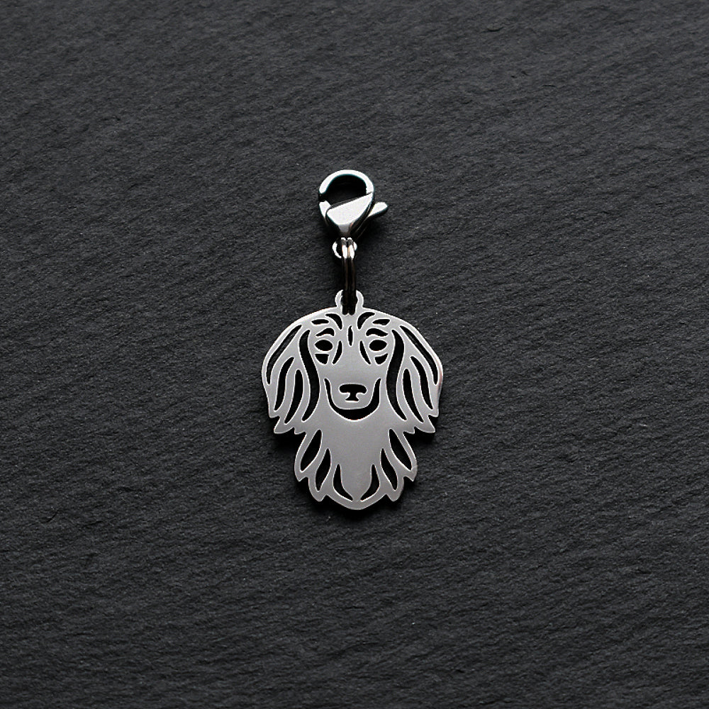 Long Haired Dachshund Silver Stainless Steel Clip-on Charm