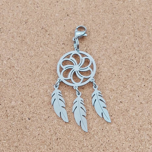 Dreamcatcher Large Silver Stainless Steel Clip-on Charm