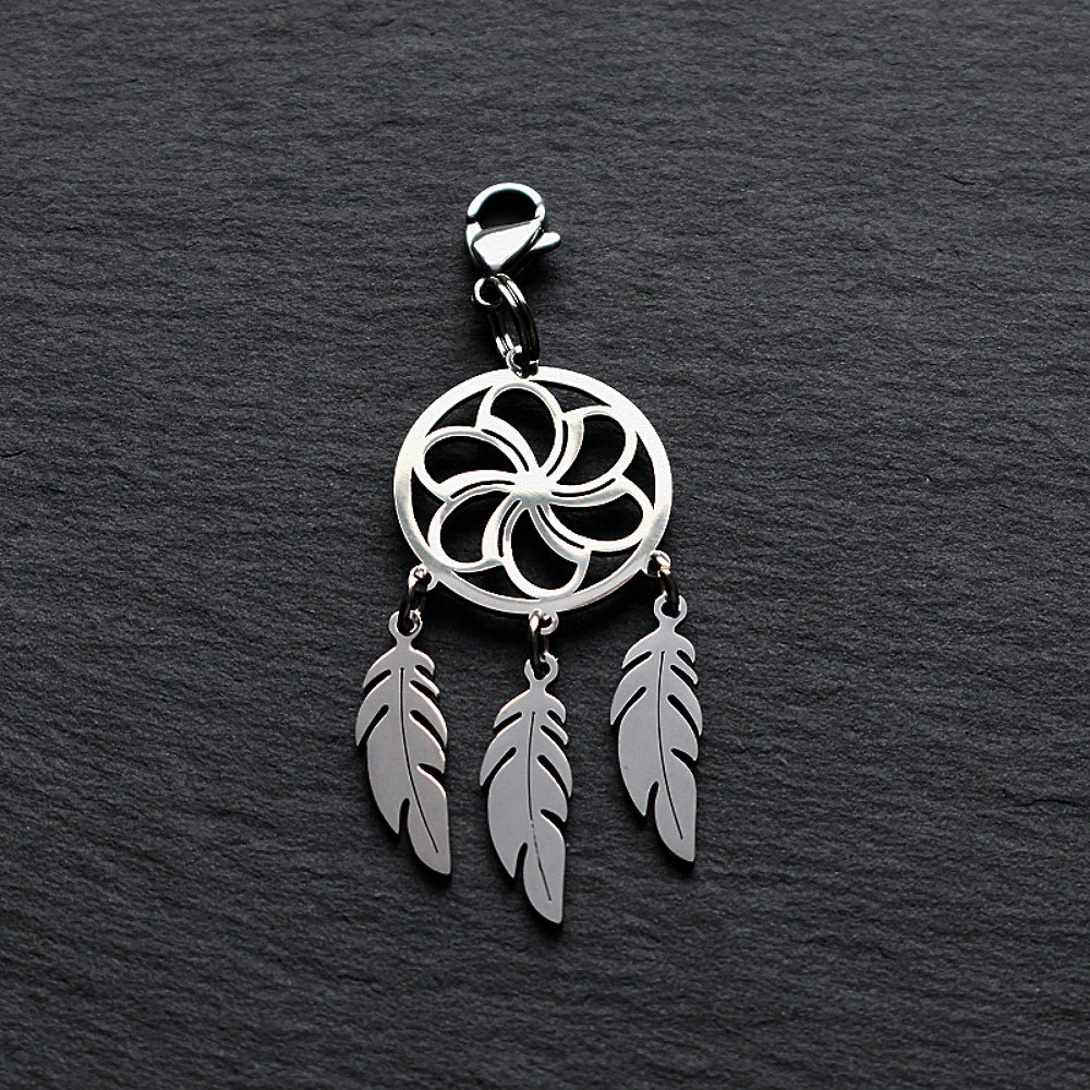 Dreamcatcher Large Silver Stainless Steel Clip-on Charm