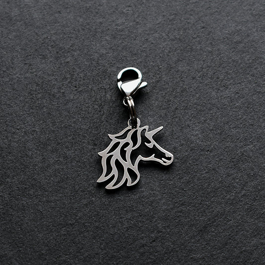 Unicorn Silver Stainless Steel Clip-on Charm