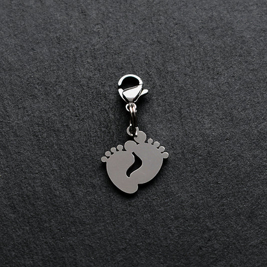 Feet Silver Stainless Steel Clip-on Charm