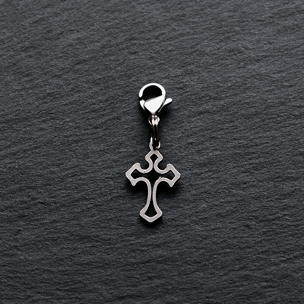 Cross Small Silver Stainless Steel Clip-on Charm