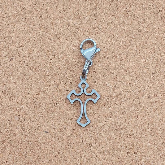 Cross Small Silver Stainless Steel Clip-on Charm