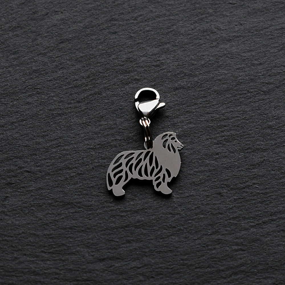 Border Collie Silver Stainless Steel Clip-on Charm