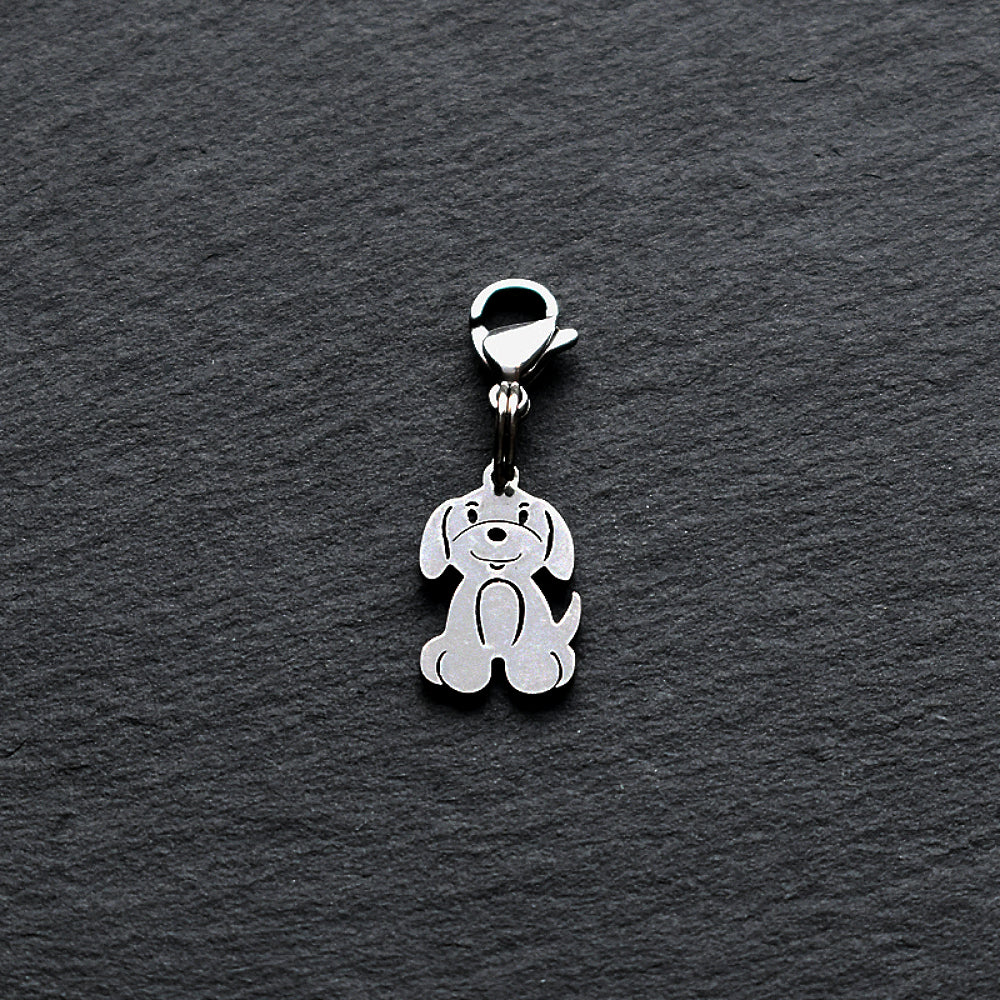 Dog Silver Stainless Steel Clip-on Charm