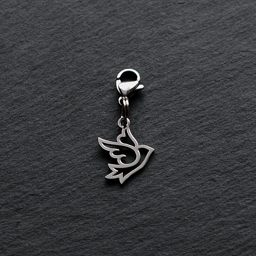 Dove Silver Stainless Steel Clip-on Charm