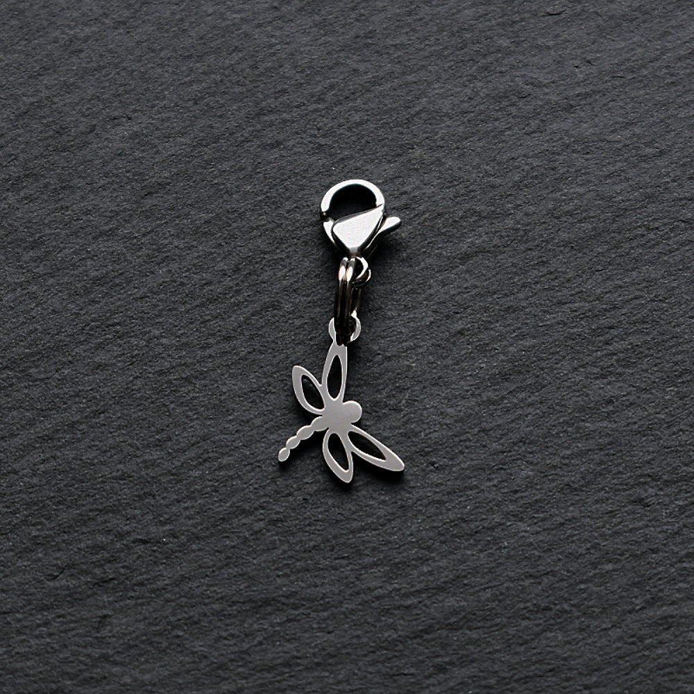 Dragonfly Small Silver Stainless Steel Clip-on Charm