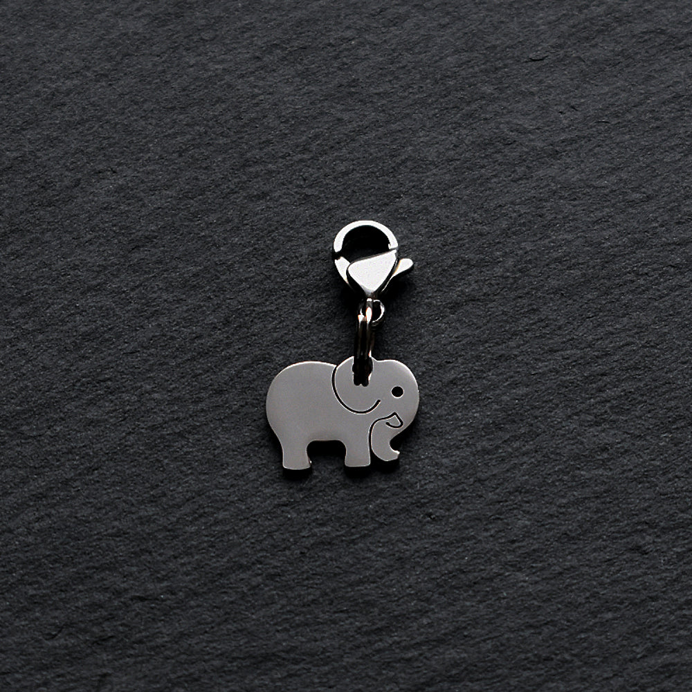 Elephant Silver Stainless Steel Clip-on Charm