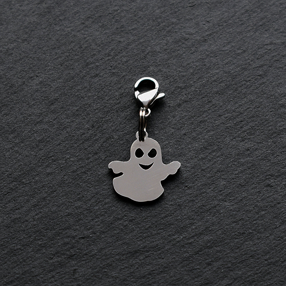 Ghost Ghoul Silver Stainless Steel Clip-on Charm