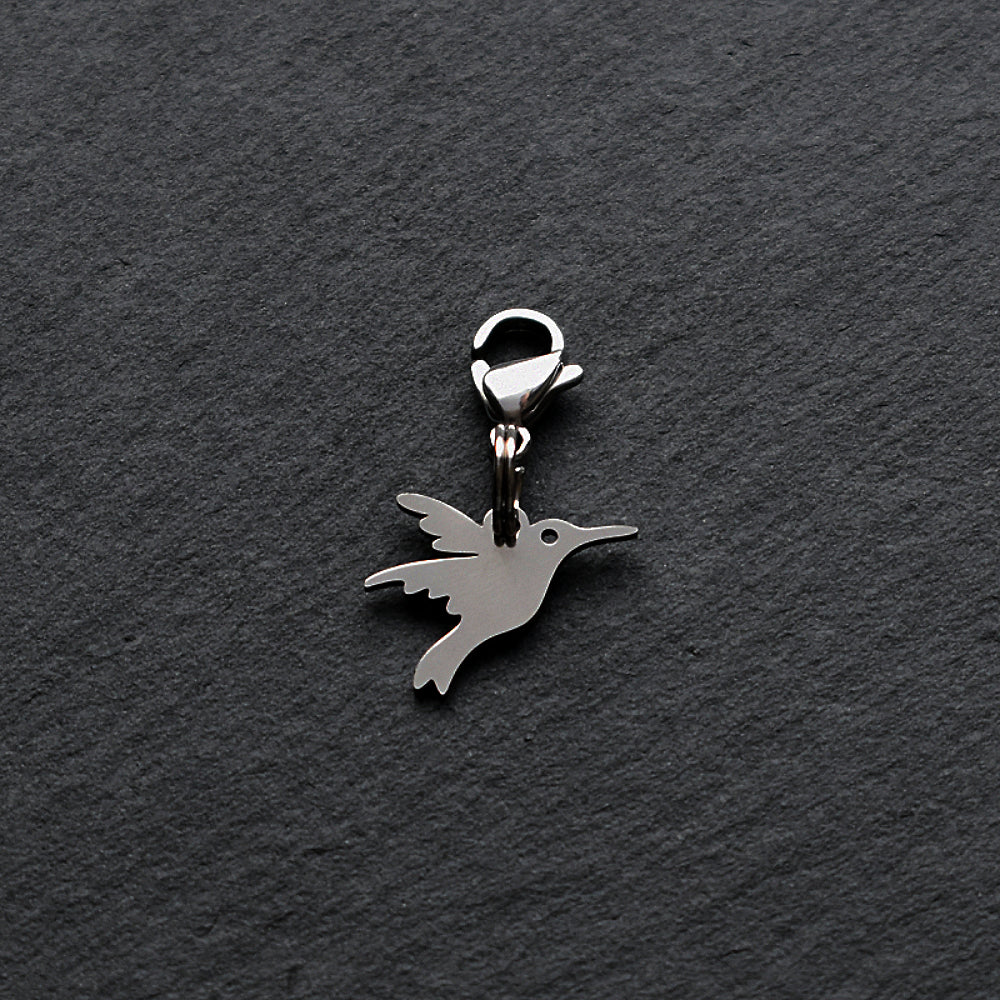 Hummingbird Silver Stainless Steel Clip-on Charm