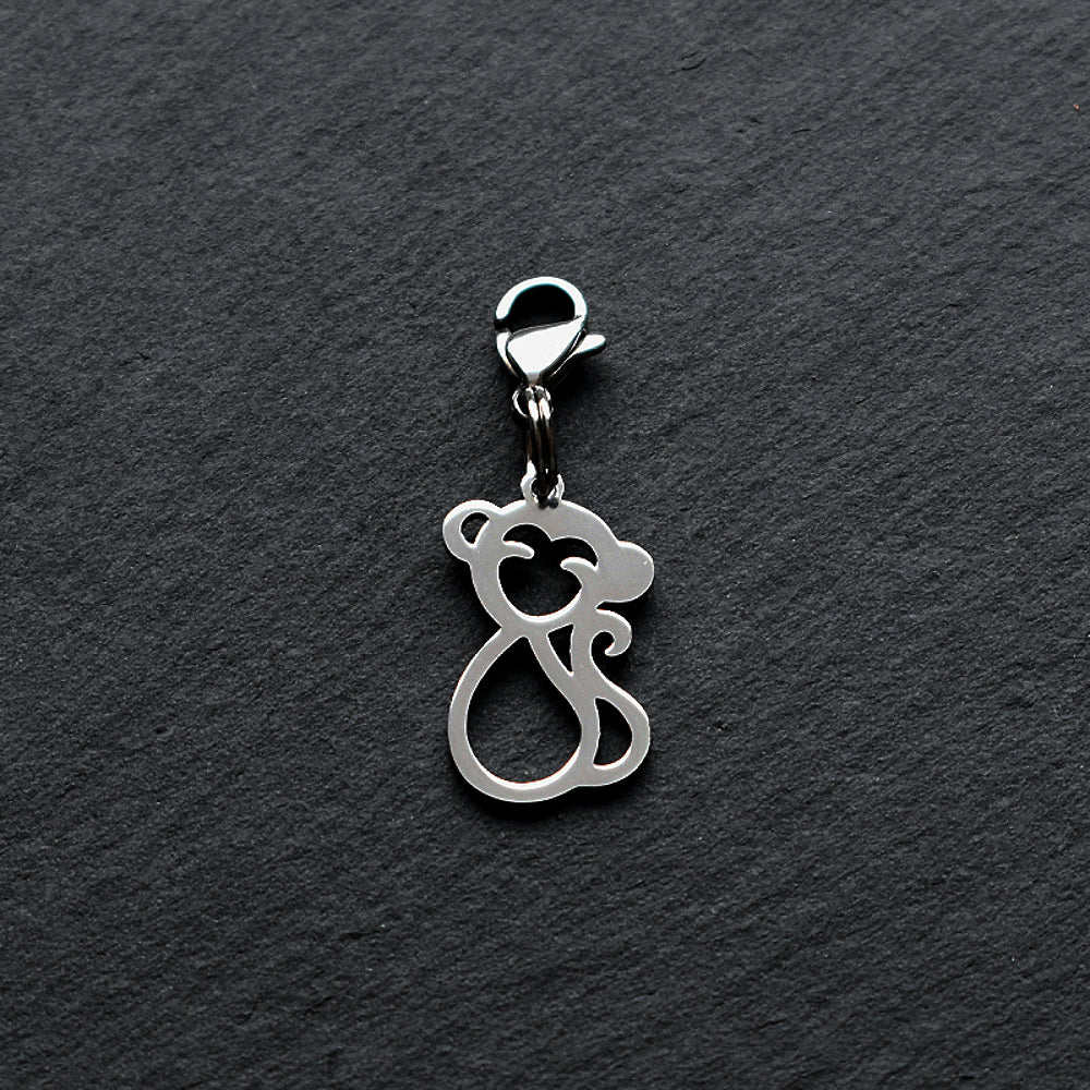 Monkey Silver Stainless Steel Clip-on Charm