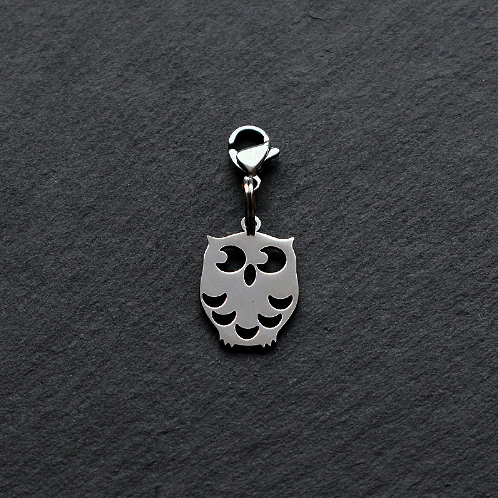 Owl Silver Stainless Steel Clip-on Charm