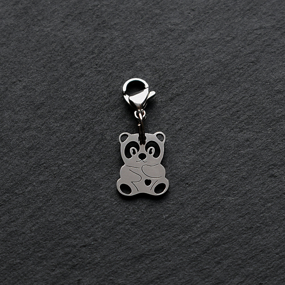 Panda Silver Stainless Steel Clip-on Charm