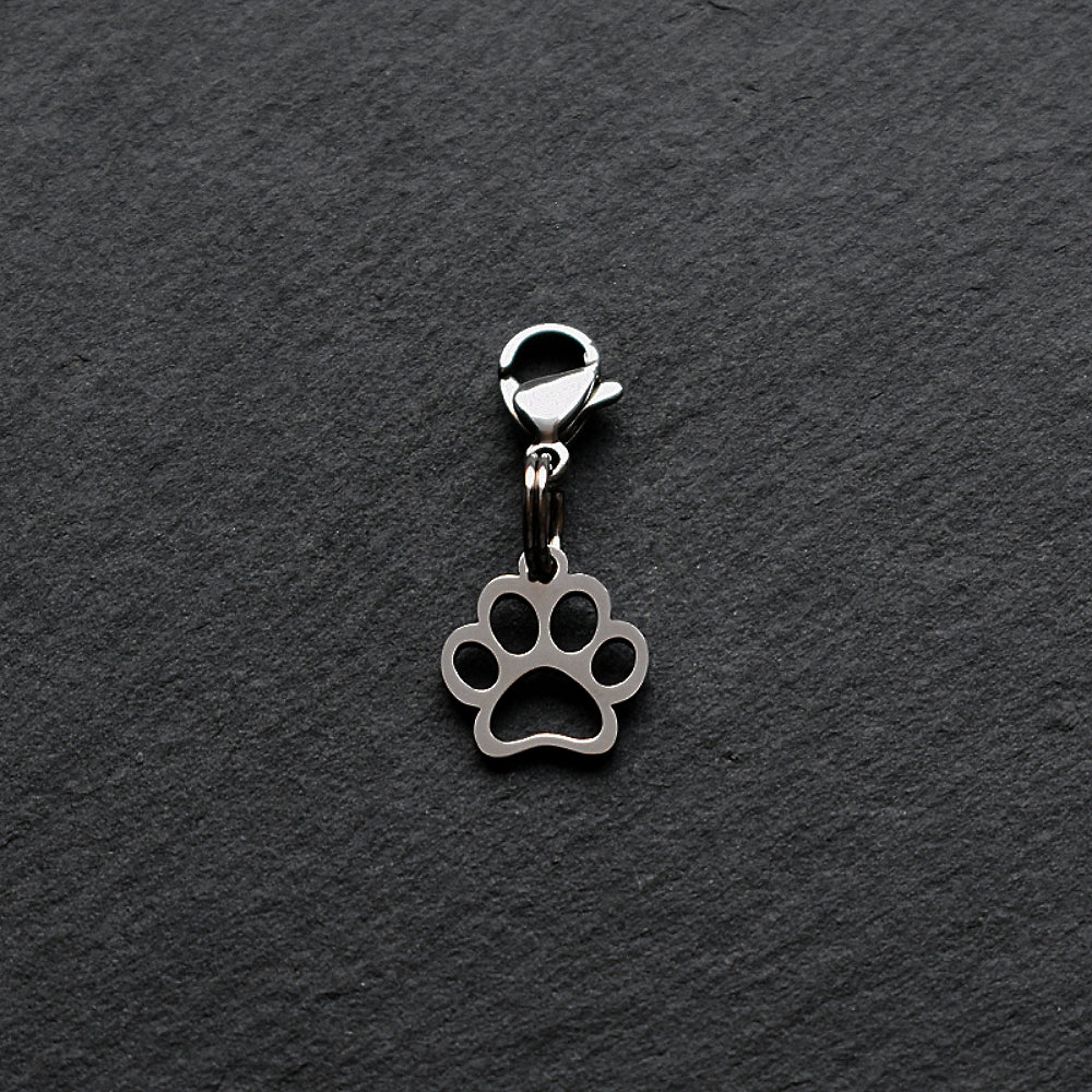 Paw Print Silver Stainless Steel Clip-on Charm