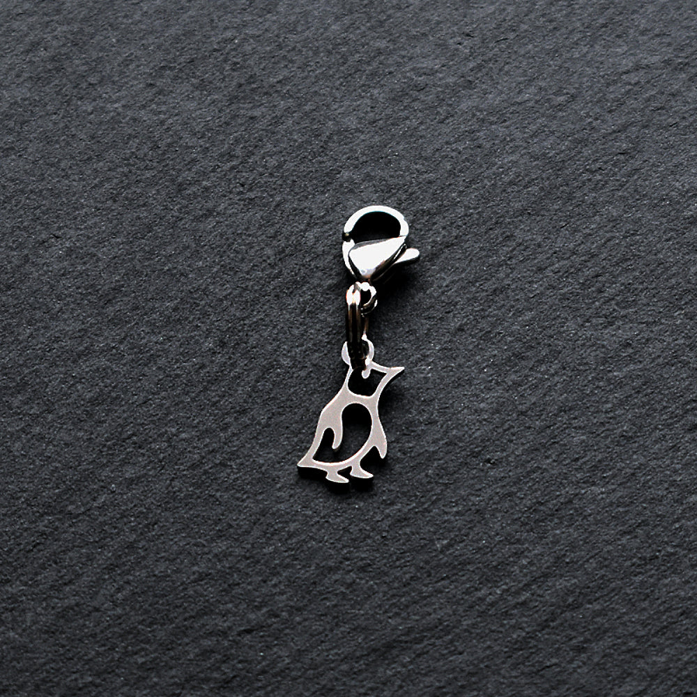 Penguin Silver Stainless Steel Clip-on Charm