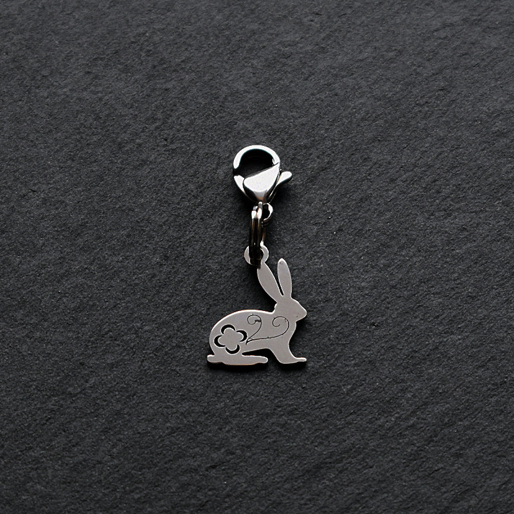 Rabbit Silver Stainless Steel Clip-on Charm