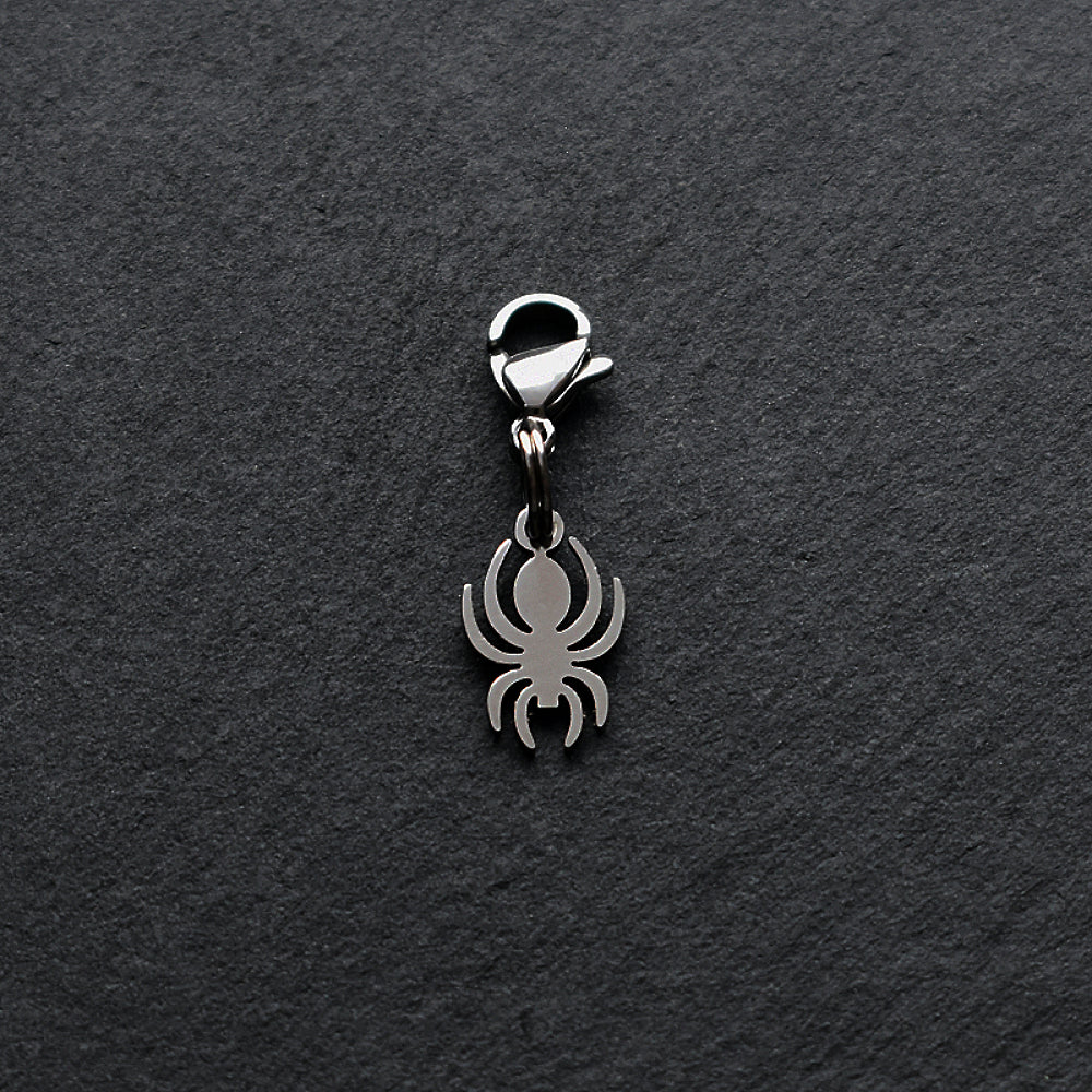 Spider Silver Stainless Steel Clip-on Charm