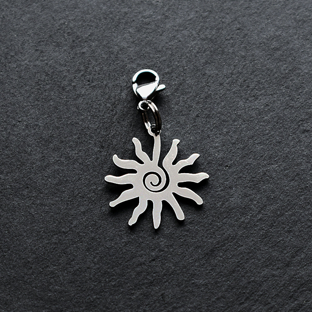 Sun Silver Stainless Steel Clip-on Charm