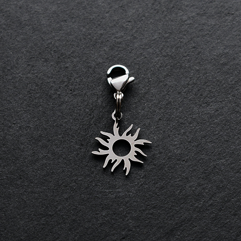 Sun Silver Stainless Steel Clip-on Charm