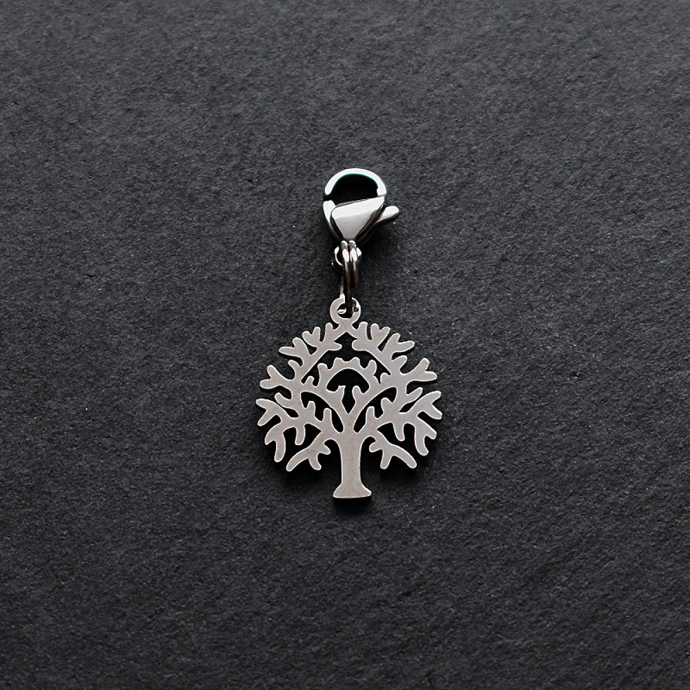 Tree Silver Stainless Steel Clip-on Charm