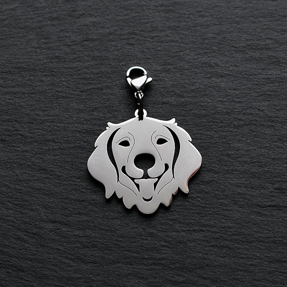 Golden Retriever Large Silver Stainless Steel Clip-on Charm