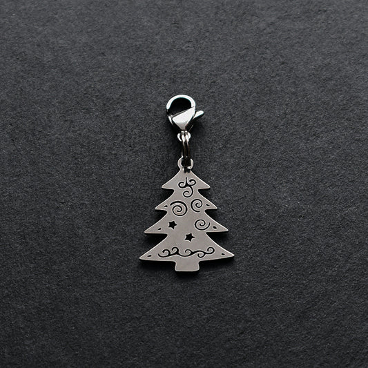 Christmas Tree Silver Stainless Steel Clip-on Charm