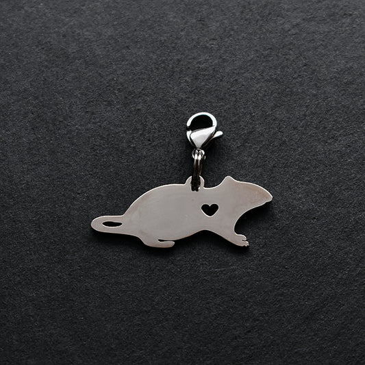 Rat Silver Stainless Steel Clip-on Charm