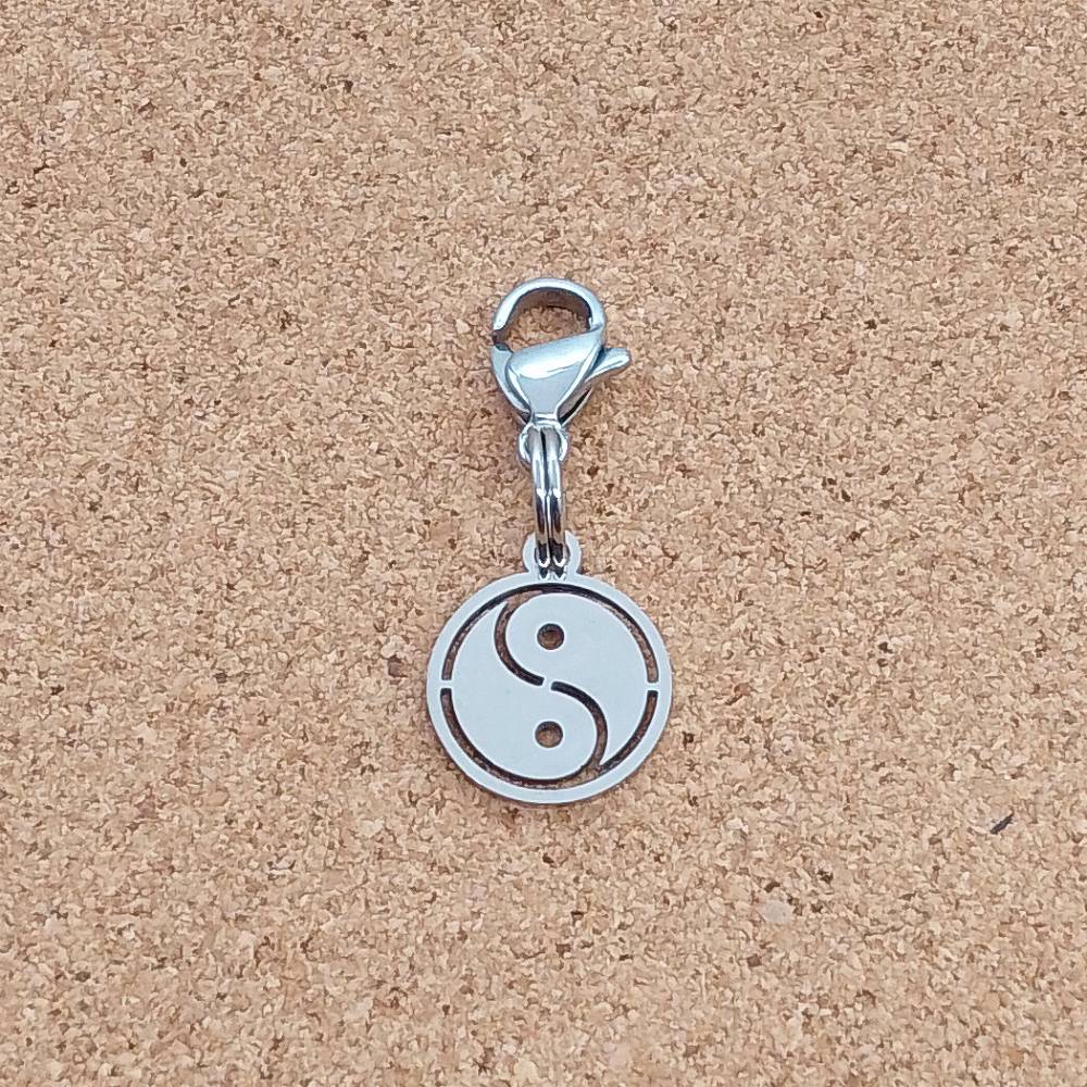 Yin Yang Silver Stainless Steel Clip-on Charm