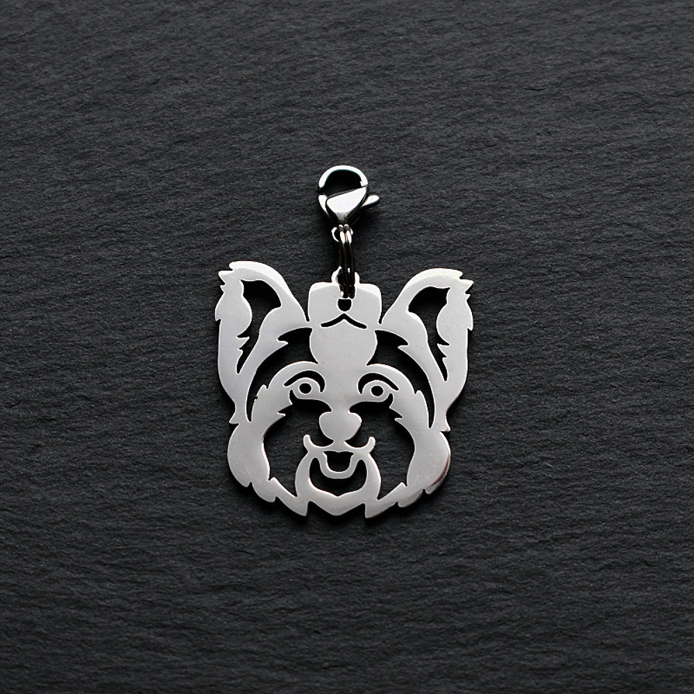 Yorkshire Terrier Large Silver Stainless Steel Clip-on Charm