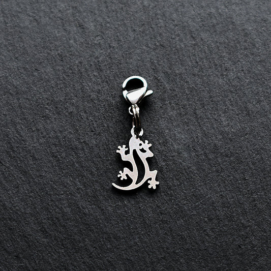 Gecko Silver Stainless Steel Clip-on Charm