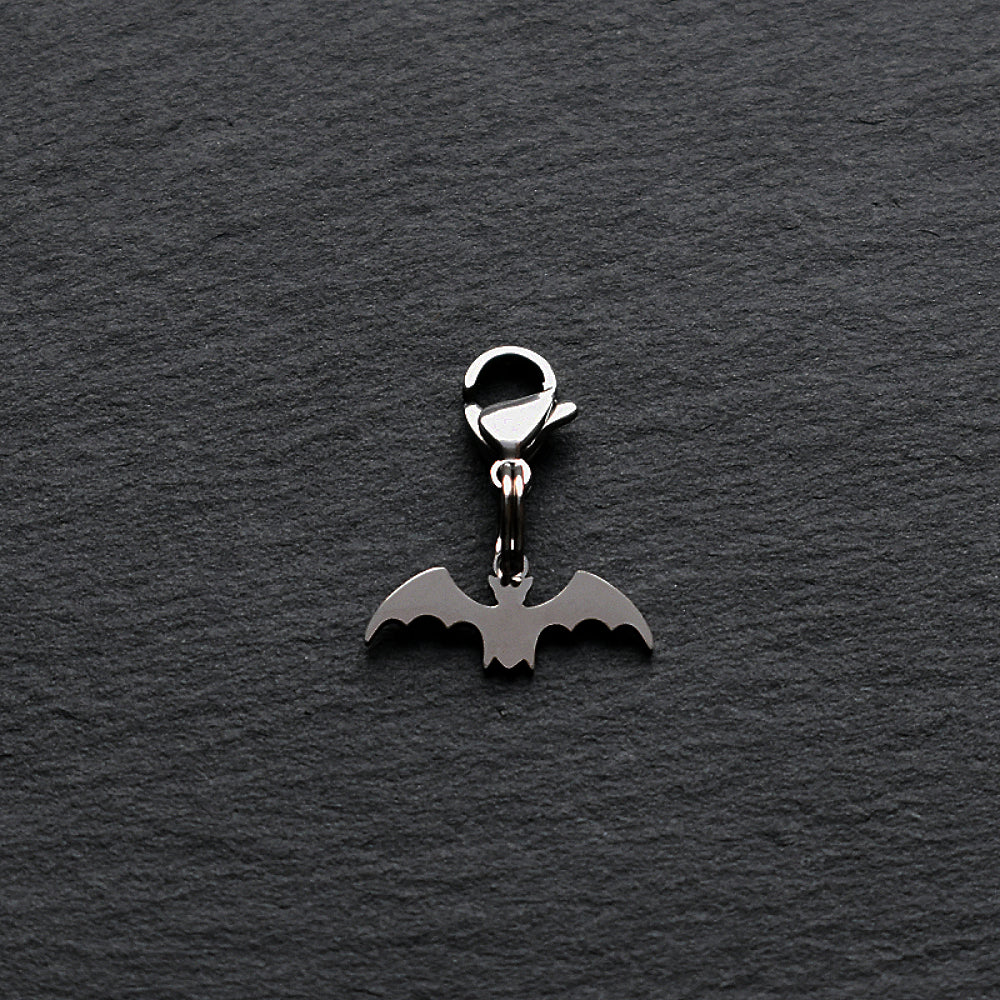 Bat Small Silver Stainless Steel Clip-on Charm