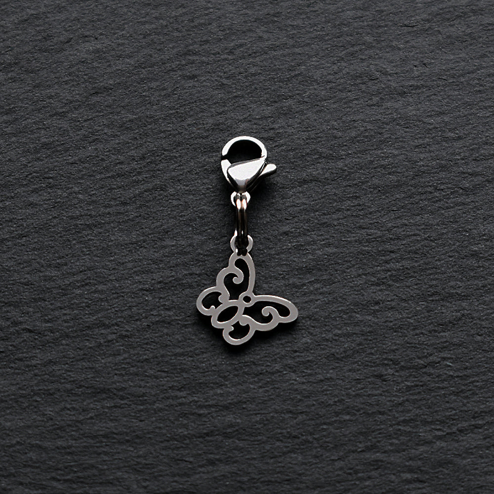 Butterfly Small Silver Stainless Steel Clip-on Charm