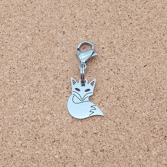 Fox Silver Stainless Steel Clip-on Charm