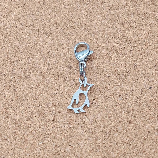 Penguin Silver Stainless Steel Clip-on Charm