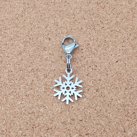 Snowflake Silver Stainless Steel Clip-on Charm