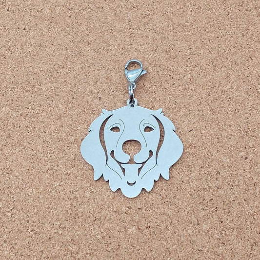 Golden Retriever Large Silver Stainless Steel Clip-on Charm