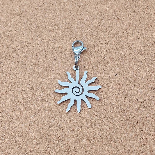 Sun Silver Stainless Steel Clip-on Charm