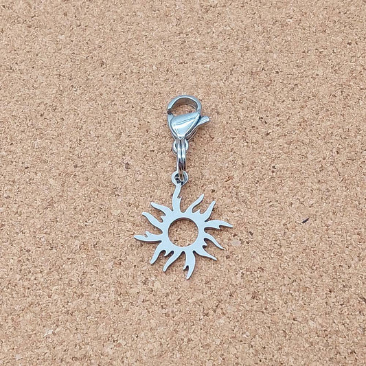 Sun Silver Stainless Steel Clip-on Charm