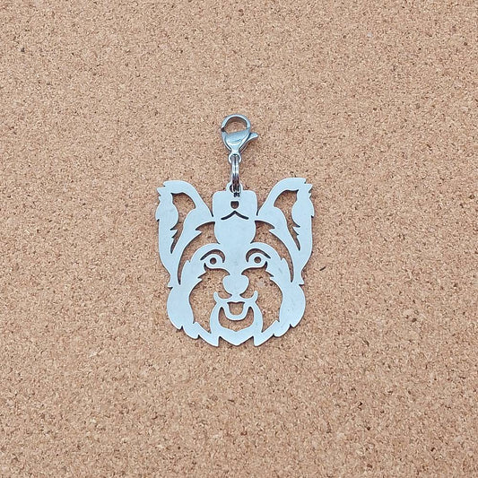 Yorkshire Terrier Large Silver Stainless Steel Clip-on Charm