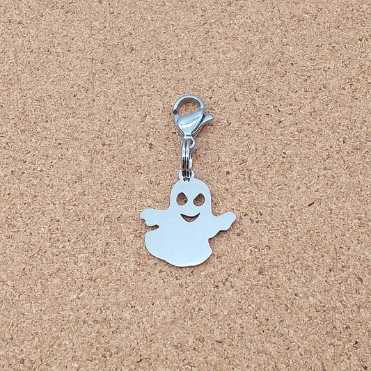 Ghost Ghoul Silver Stainless Steel Clip-on Charm