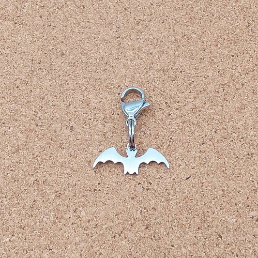 Bat Small Silver Stainless Steel Clip-on Charm