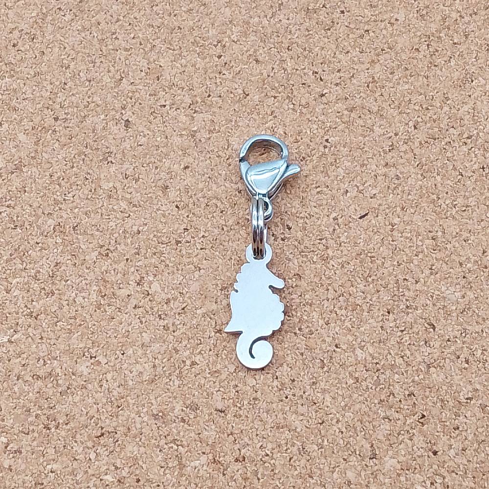 Seahorse Silver Stainless Steel Clip-on Charm