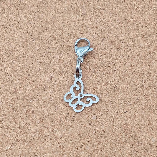 Butterfly Small Silver Stainless Steel Clip-on Charm